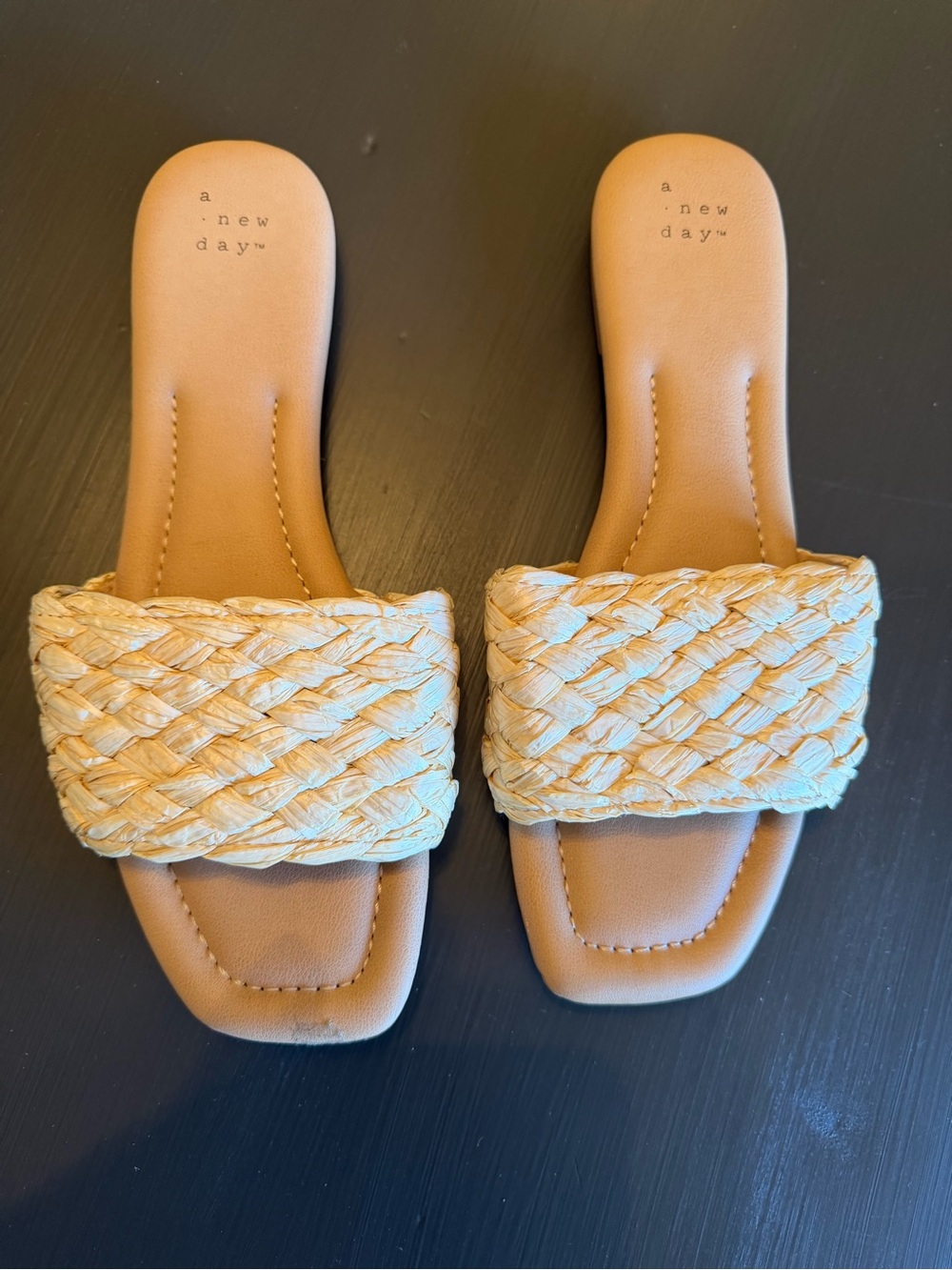 a new day Braided Tan Slide Mules
